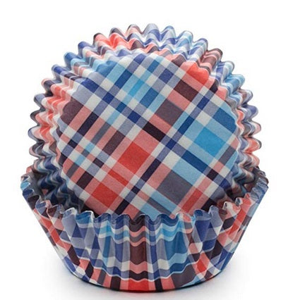 Fox Run Blue &amp; Red Madras Baking Cup Set of 50