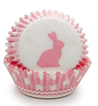 Fox Run Pink Gingham Bunny Baking Cup Set of 50