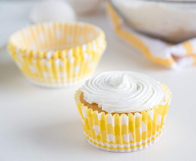 Fox Run Yellow Gingham Bunny Baking Cup Set of 50