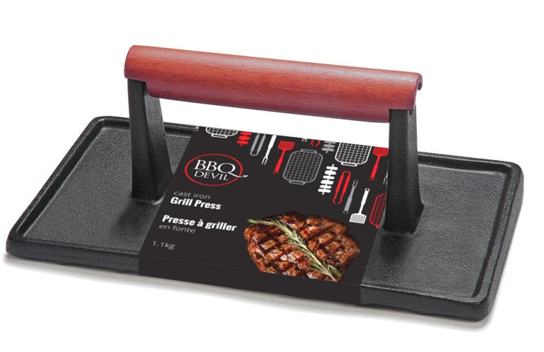 BBQ Devil Barbecue Cast Iron Grill Press