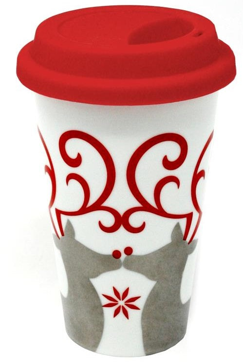 BIA Double Walled Reindeer Christmas Travel Mug