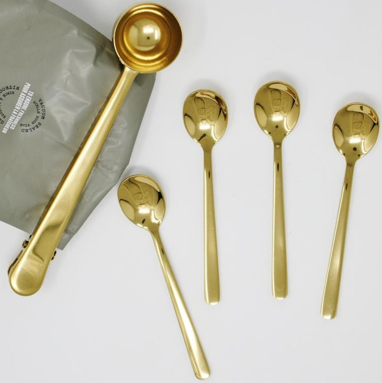 Cafe Culture Espresso Spoon Set with Gold Finish