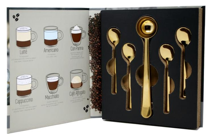 Cafe Culture Espresso Spoon Set with Gold Finish