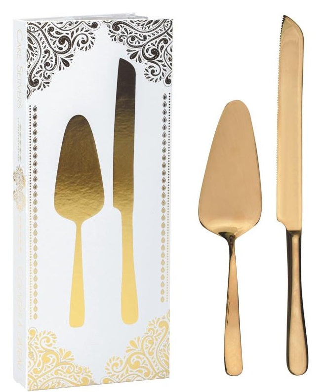 Natural Living Cake Serving Set with Gold Finish