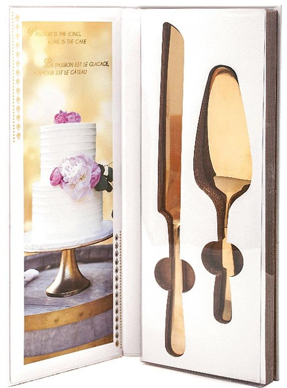 Natural Living Cake Serving Set with Gold Finish