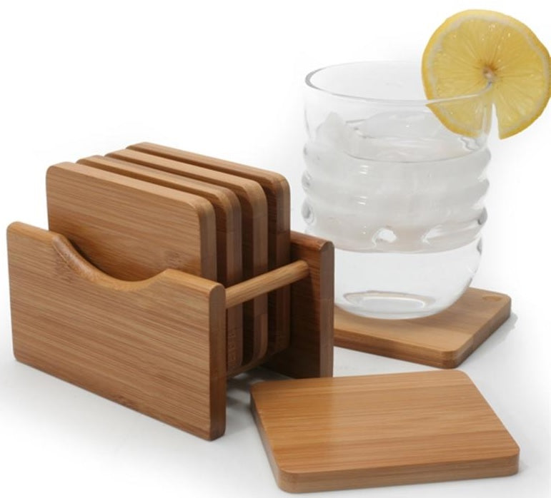 Natural Living Set of 6 Acacia Wood Coasters