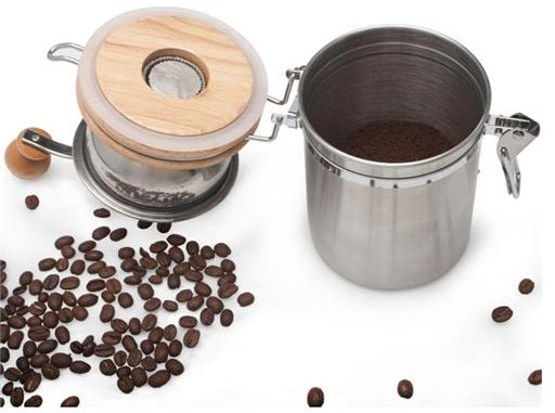 Danesco Stainless Steel Manual Coffee Grinder with Canister