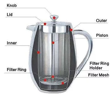 Cuisinox Double Walled Stainless Steel French Press Coffee Ma