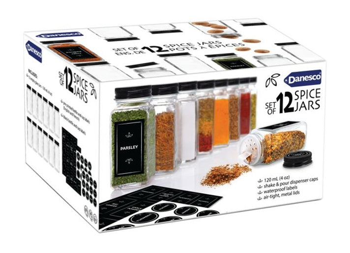 Danesco Spice Jar Set of 12 with Labels