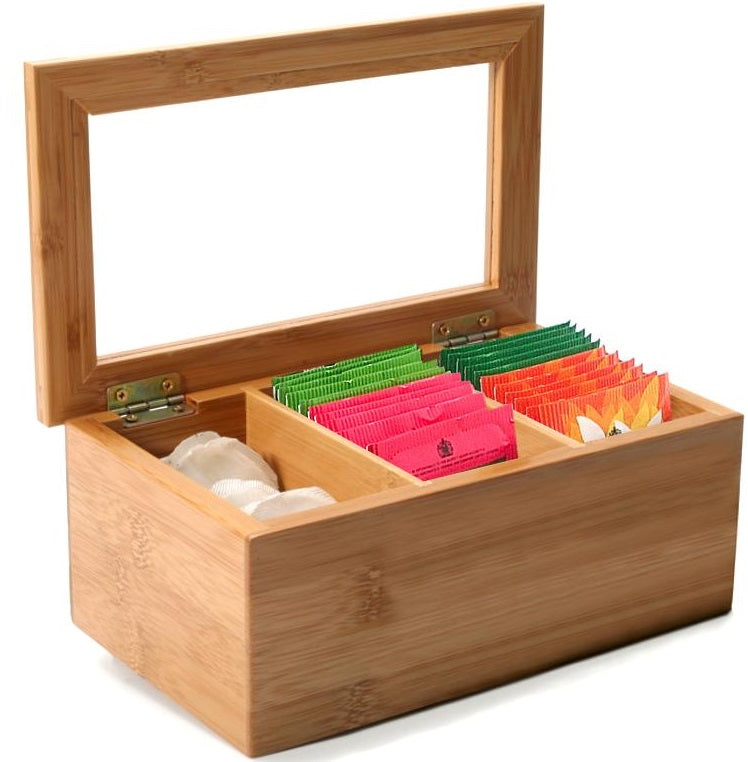 Danesco Ch'a Tea Bamboo Tea Bag Storage Box