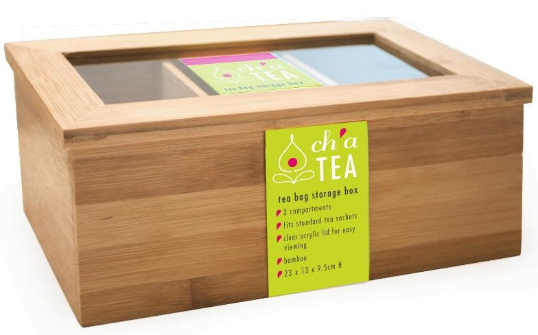 Danesco Ch'a Tea Bamboo Tea Bag Storage Box