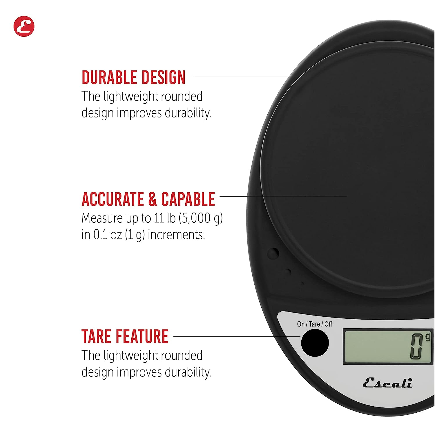 Escali Primo Digital Kitchen Scale Black