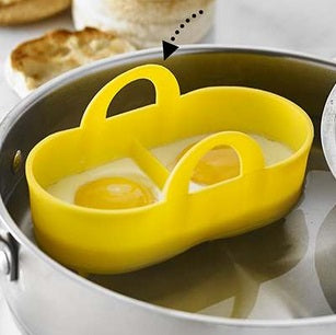 Trudeau Silicone Double Egg Poacher with Lid