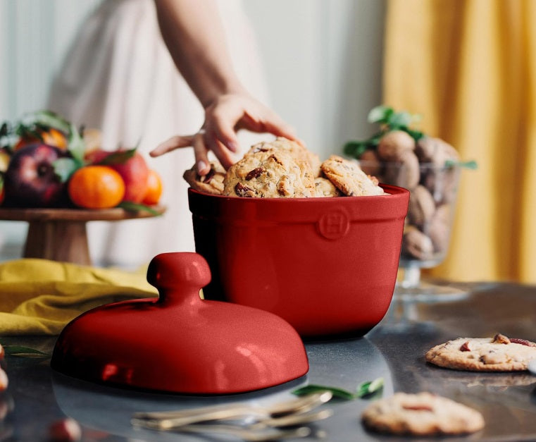 Emile Henry Cookie Jar Burgundy Red