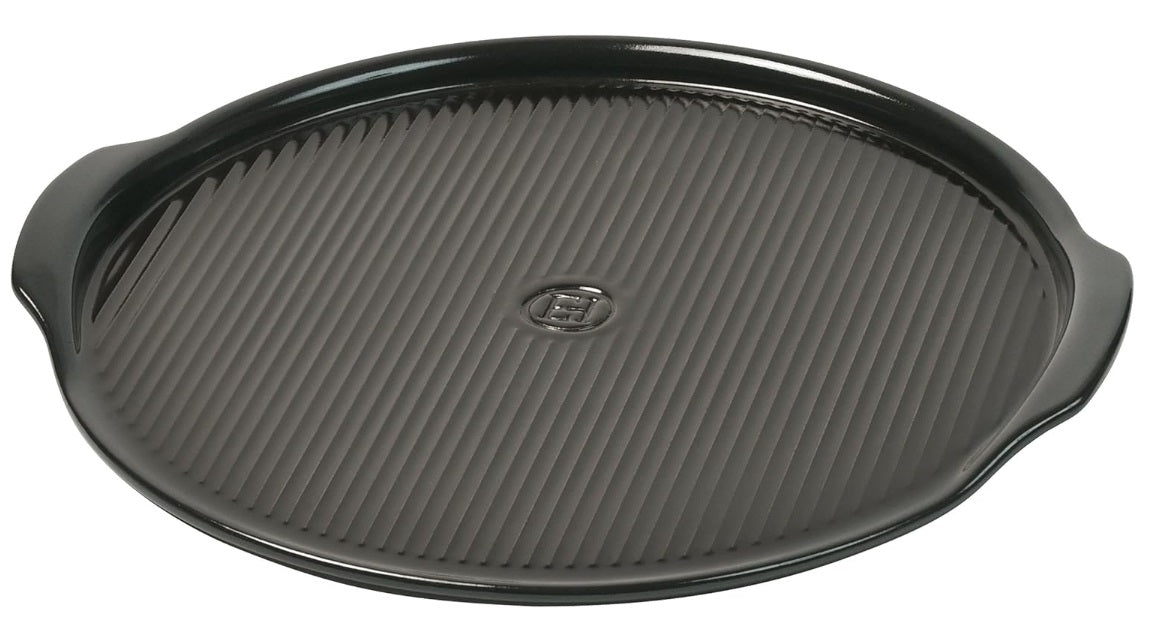 Emile Henry Ridged Pizza Stone Charcoal Black