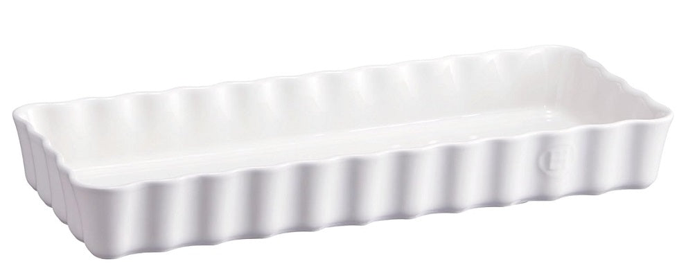 Emile Henry Slim Rectangular Tart Dish Flour White