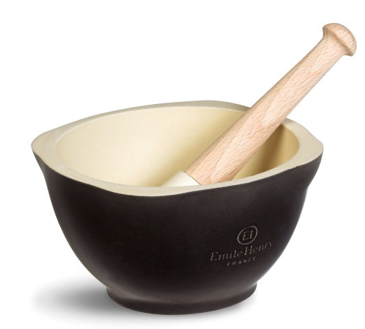 Emile Henry Mortar &amp; Pestle Charcoal Black