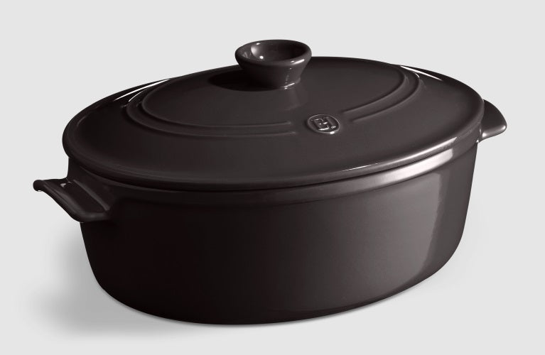 Emile Henry Oval Casserole 6L Charcoal Black