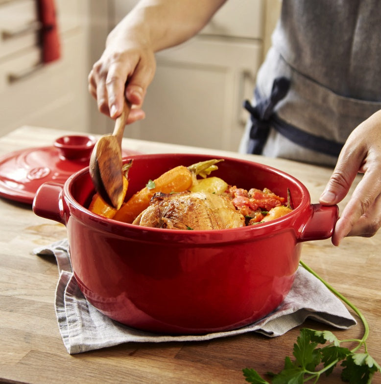 Emile Henry Round Stewpot Casserole 5.3L Burgundy