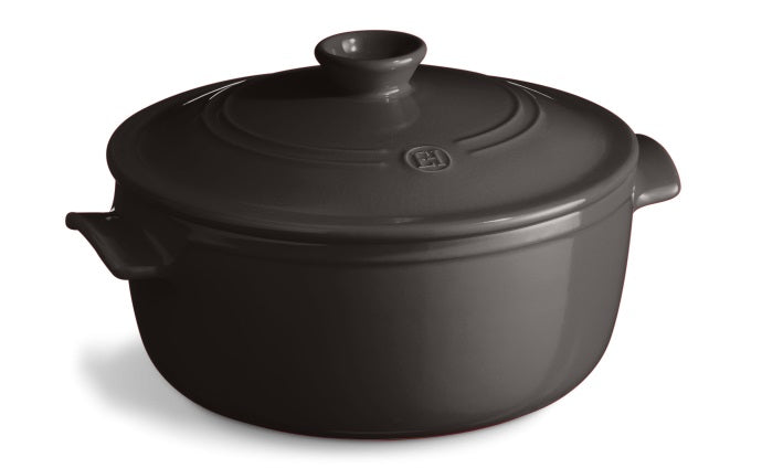 Emile Henry Round Stewpot Casserole 4L Charcoal Black