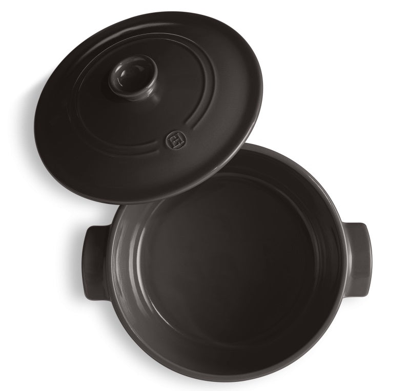 Emile Henry Round Stewpot Casserole 4L Charcoal Black