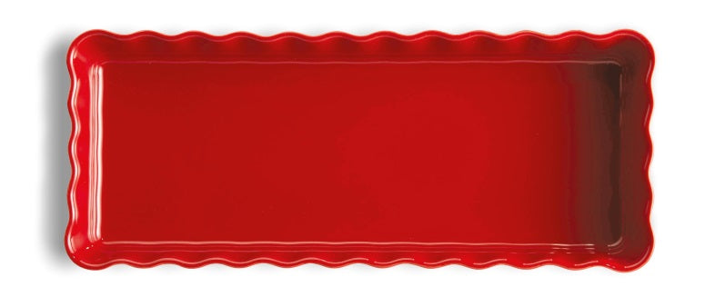 Emile Henry Slim Rectangular Tart Dish Burgundy Red