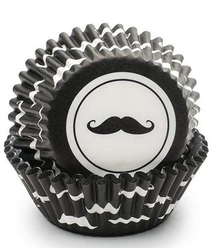 Fox Run Black Mustache Baking Cup Set of 50