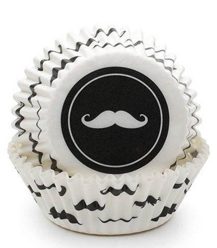 Fox Run White Mustache Baking Cup Set of 50