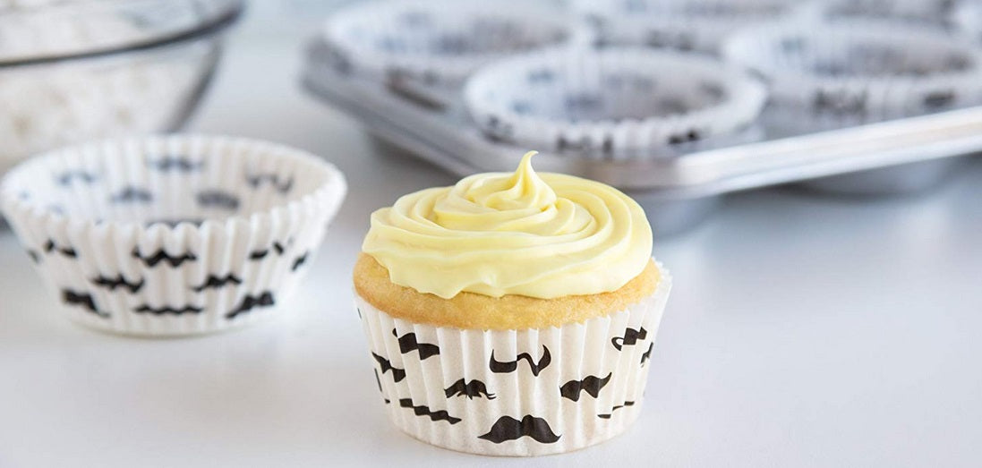 Fox Run White Mustache Baking Cup Set of 50