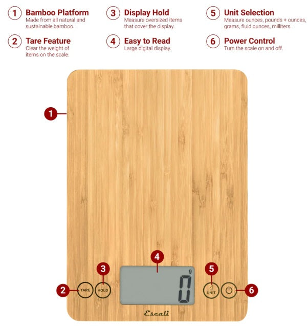 Escali Arti Digital Bamboo Kitchen Scale