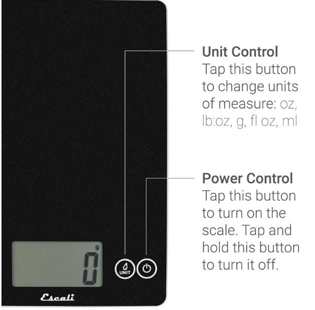 Escali Arti Digital Glass Kitchen Scale Black Obsidian