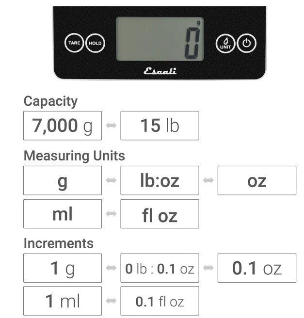 Escali Arti Digital Glass Kitchen Scale Gray Storm