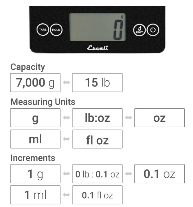 Escali Arti Digital Glass Kitchen Scale Shiny Silver