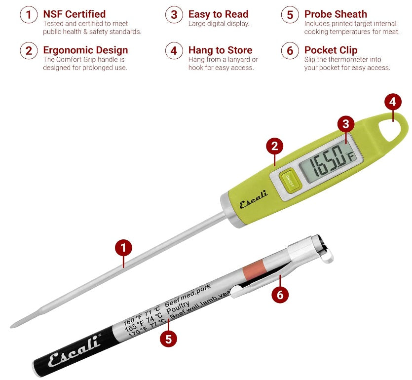 Escali Gourmet Digital Thermometer Green