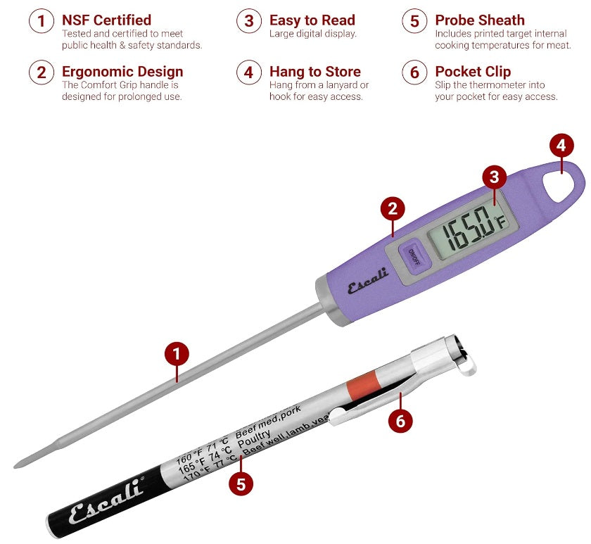 Escali Gourmet Digital Thermometer Purple