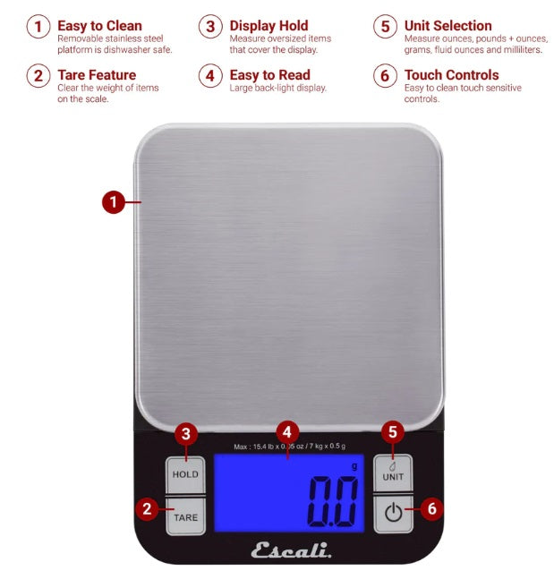 Escali Nutro Blue Digital Kitchen Scale