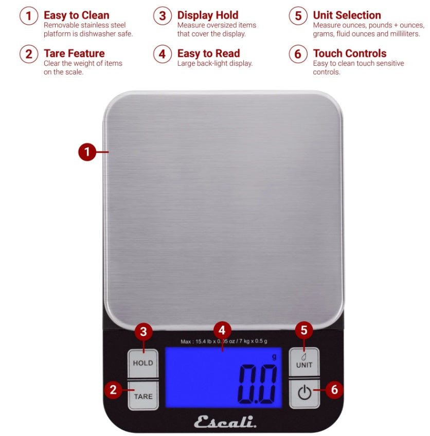 Escali Nutro Red Digital Kitchen Scale