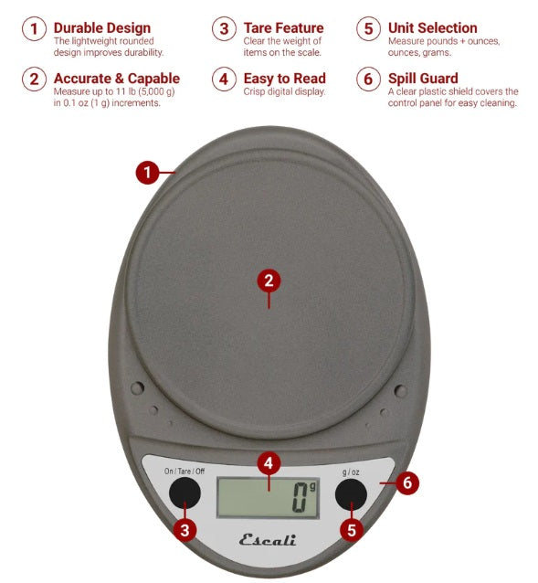 Escali Primo Digital Kitchen Scale Metallic