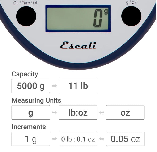 Escali Primo Digital Kitchen Scale Royal Blue