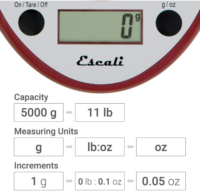 Escali Primo Digital Kitchen Scale Warm Red