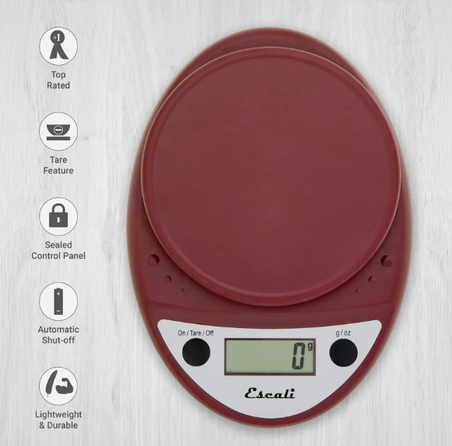 Escali Primo Digital Kitchen Scale Warm Red