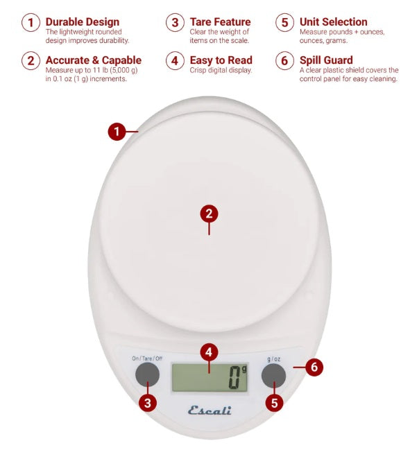 Escali Primo Digital Kitchen Scale White