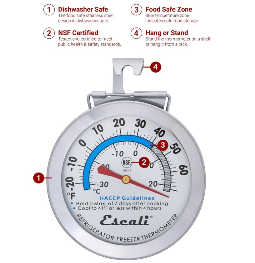 Escali Stainless Steel Refrigerator & Freezer Thermometer