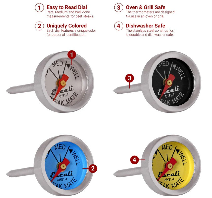 Escali Easy Read Steak Thermometer Set of 4