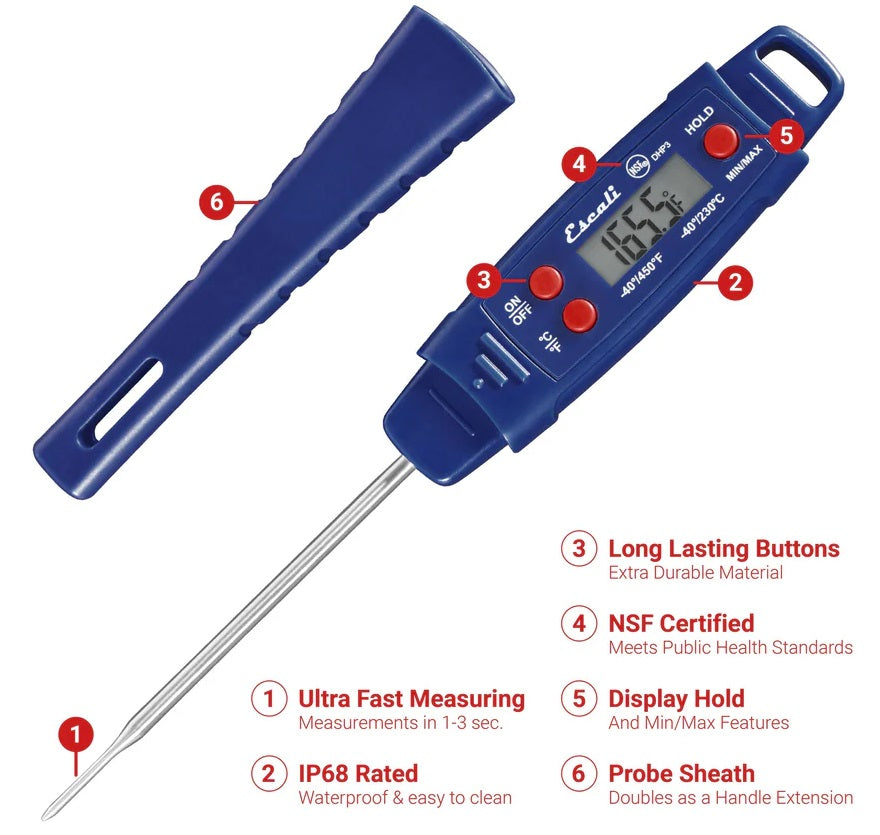 Escali Waterproof Digital Thin Tip Thermometer