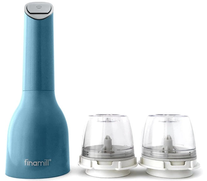 FinaMill Blue Battery Operated Spice Grinder with 2 Interchangeable Pods