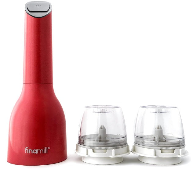 FinaMill Red Battery Operated Spice Grinder with 2 Interchangeable Pods