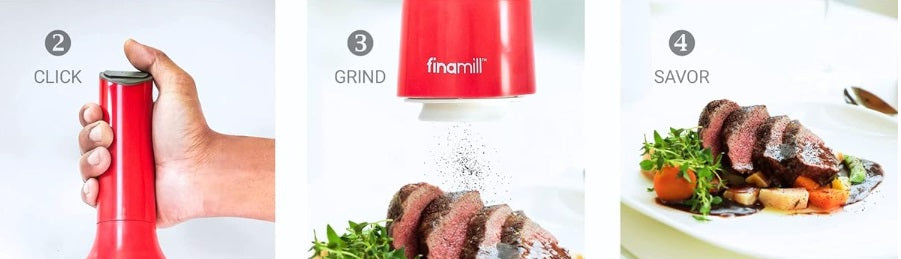 FinaMill White Battery Operated Spice Grinder with 2 Interchangeable Pods