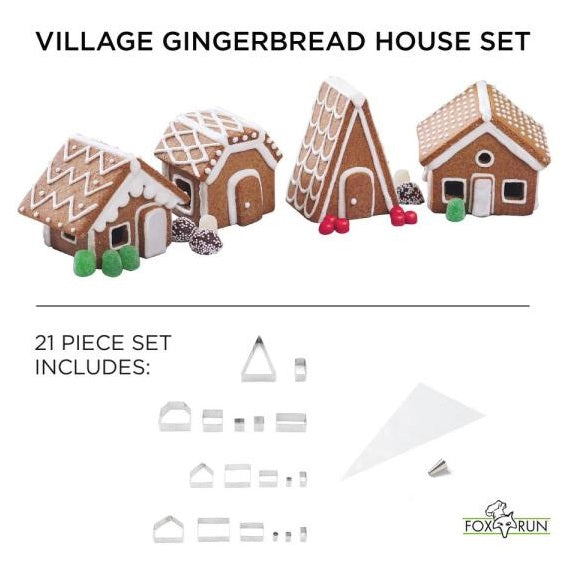 Fox Run Gingerbread House Christmas Village Set