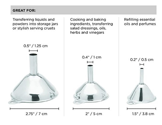 Fox Run Stainless Steel Funnel Set of 3